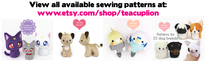 Miniature Wolf and fox stuffed toy sewing pattern